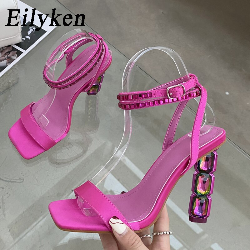 High Heeled Crystal Sandals